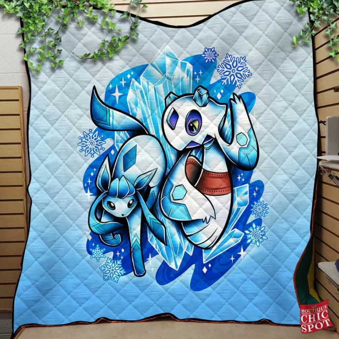 Glaceon Frosslass Quilt Blanket