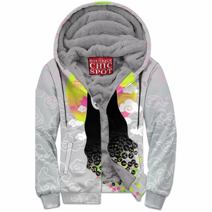 No Face And Soot Sprites Zip Fleece Hoodie