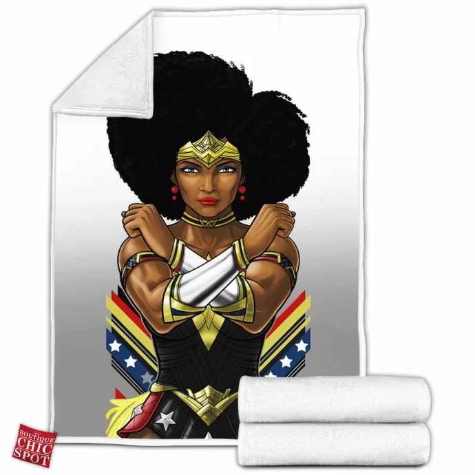 Black Wonder Woman Fleece Blanket