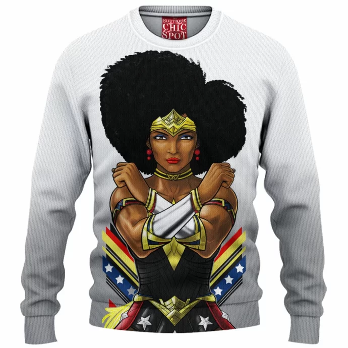 Black Wonder Woman Knitted Sweater