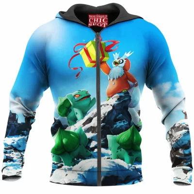 Anime Zip-Hoodie, Bulbasaur Zip-Hoodie, Pokemon Zip-Hoodie