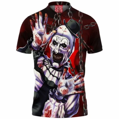 Art the Clown Polo Shirt, Horror Polo Shirt, Terrifier Polo Shirt