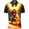 Comic Polo Shirt, X-men Polo Shirt, Phoenix Polo Shirt, Jean Grey Polo Shirt