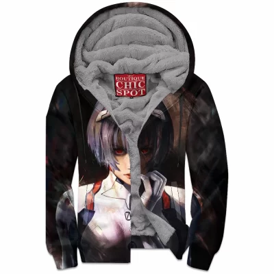 Anime Girl Zip-Fleece-Hoodie, Anime Zip-Fleece-Hoodie