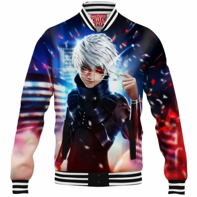 Anime Baseball-Jacket, Ken Kaneki Baseball-Jacket, Tokyo Ghoul Baseball-Jacket