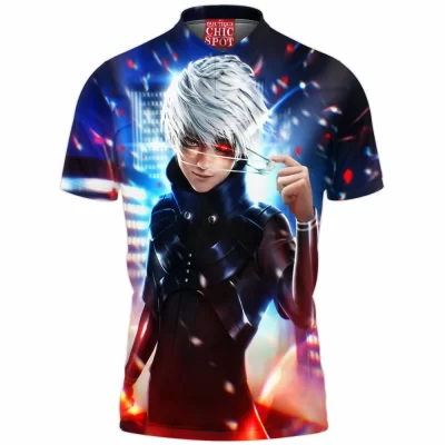 Anime Polo Shirt, Ken Kaneki Polo Shirt, Tokyo Ghoul Polo Shirt