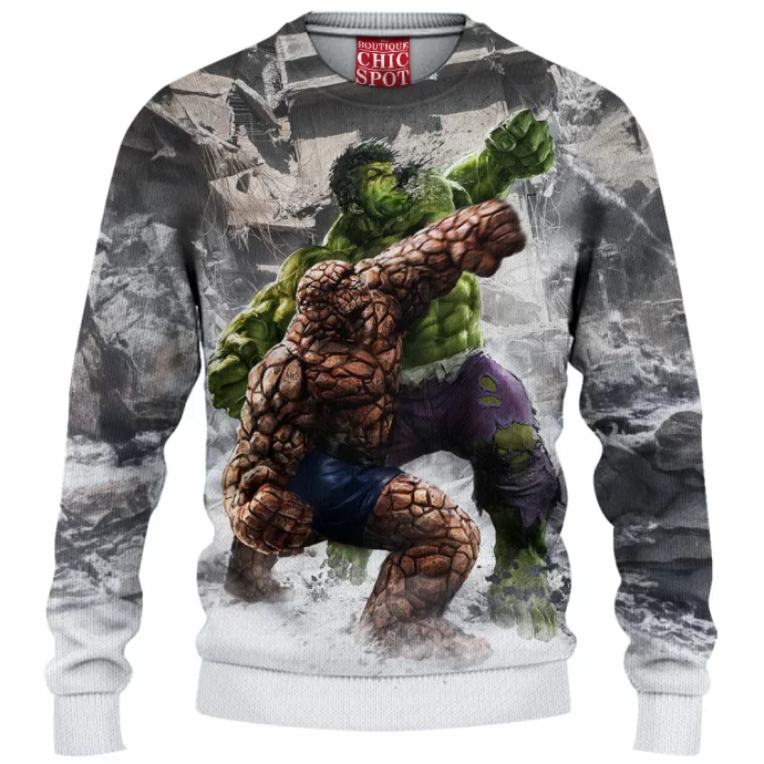 The Thing Vs Hulk Knitted Sweater