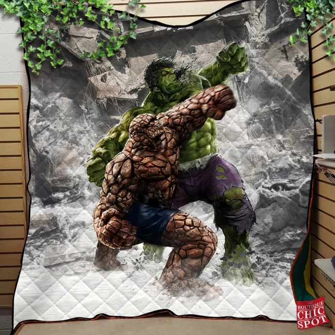 The Thing Vs Hulk Quilt Blanket