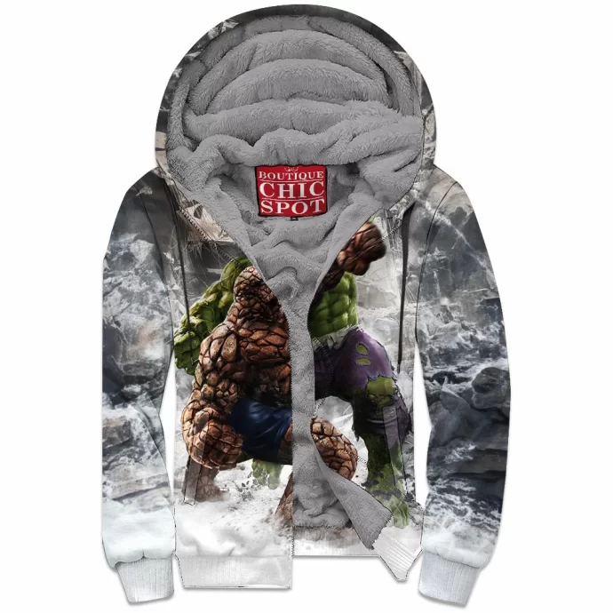 The Thing Vs Hulk Zip Fleece Hoodie