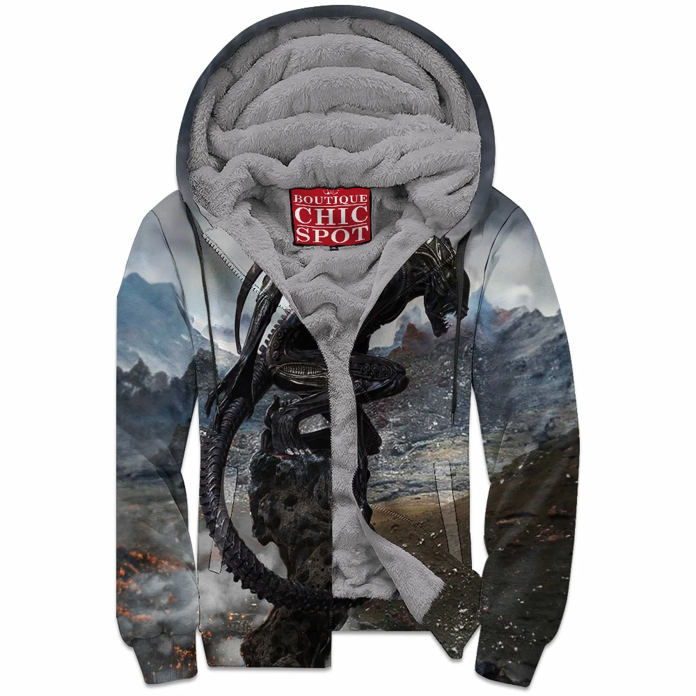 Alien Zip-Fleece-Hoodie, Horror Zip-Fleece-Hoodie, Sci-Fi Zip-Fleece-Hoodie, Xenomorph Zip-Fleece-Hoodie 1 T DUONG Boutique 3664 Zip Fleece Hoodie