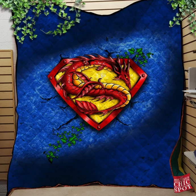 Superman Logo Quilt Blanket