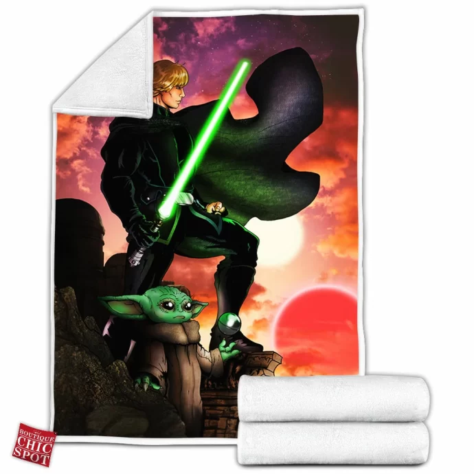 Luke And Grogu Fleece Blanket