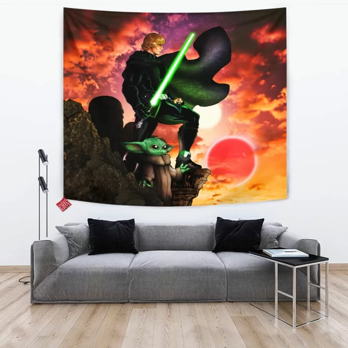 Luke And Grogu Tapestry