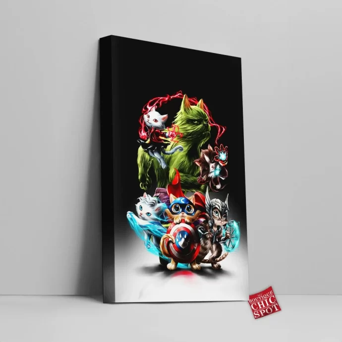 Cat,Meow Avengers Canvas Wall Art