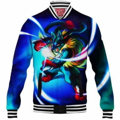 Anime Baseball-Jacket, Lucario Baseball-Jacket, Pokemon Baseball-Jacket