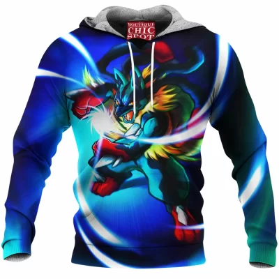 Anime Fleece-Hoodie, Lucario Fleece-Hoodie, Pokemon Fleece-Hoodie