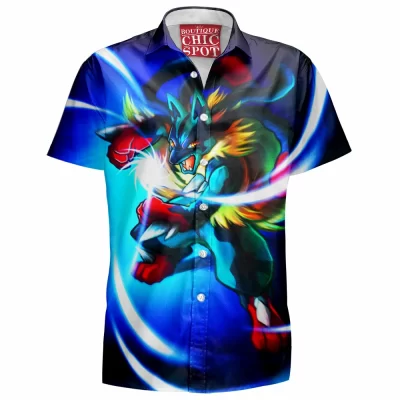 Anime Hawaiian-Shirt, Lucario Hawaiian-Shirt, Pokemon Hawaiian-Shirt