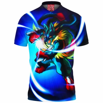 Anime Polo Shirt, Lucario Polo Shirt, Pokemon Polo Shirt