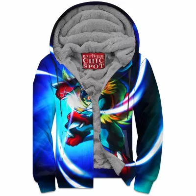 Anime Zip-Fleece-Hoodie, Lucario Zip-Fleece-Hoodie, Pokemon Zip-Fleece-Hoodie