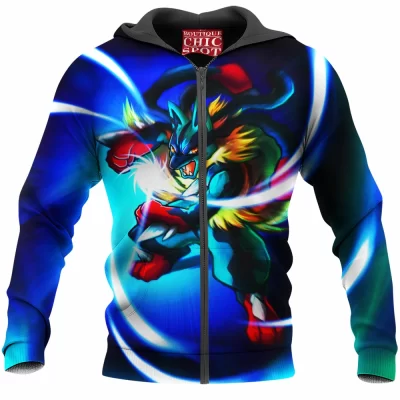 Anime Zip-Hoodie, Lucario Zip-Hoodie, Pokemon Zip-Hoodie