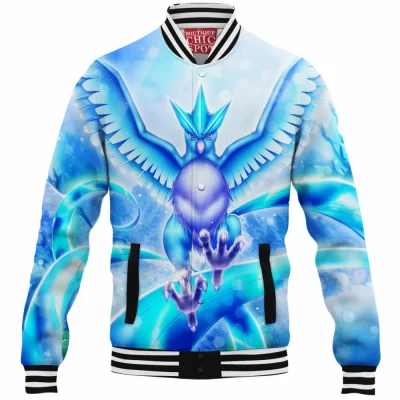 Anime Baseball-Jacket, Articuno Baseball-Jacket, Pokemon Baseball-Jacket