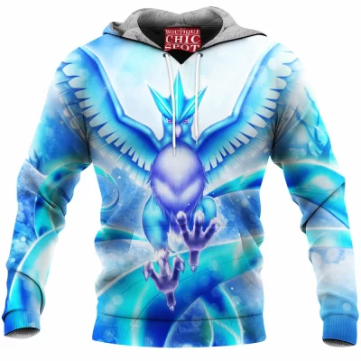 Anime Fleece-Hoodie, Articuno Fleece-Hoodie, Pokemon Fleece-Hoodie