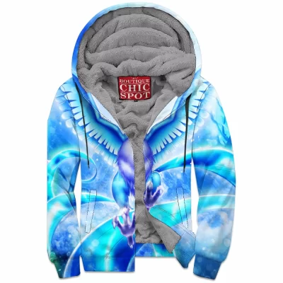 Anime Zip-Fleece-Hoodie, Articuno Zip-Fleece-Hoodie, Pokemon Zip-Fleece-Hoodie