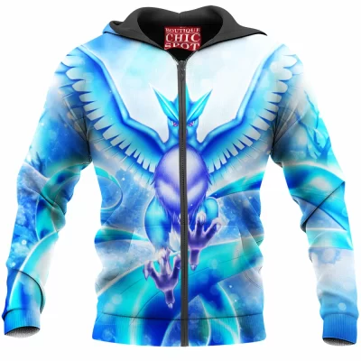 Anime Zip-Hoodie, Articuno Zip-Hoodie, Pokemon Zip-Hoodie