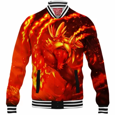 Anime Baseball-Jacket, Mega Blaziken Baseball-Jacket, Pokemon Baseball-Jacket