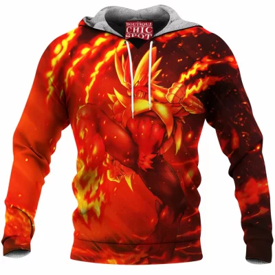 Anime Fleece-Hoodie, Mega Blaziken Fleece-Hoodie, Pokemon Fleece-Hoodie