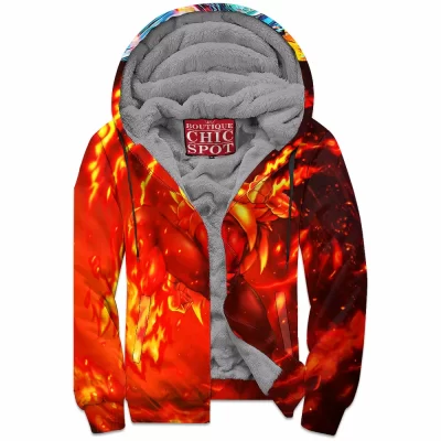 Anime Zip-Fleece-Hoodie, Mega Blaziken Zip-Fleece-Hoodie, Pokemon Zip-Fleece-Hoodie