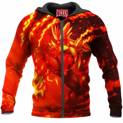 Anime Zip-Hoodie, Mega Blaziken Zip-Hoodie, Pokemon Zip-Hoodie
