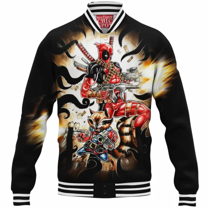 Deadpool And Rocket Raccoon 417916343 Baseball Jacket