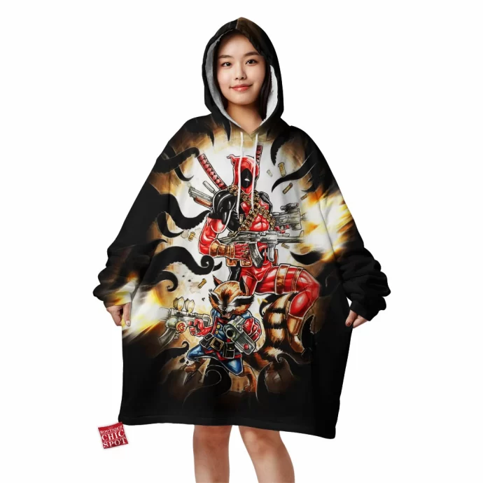 Deadpool And Rocket Raccoon 417916343 Blanket Hoodie