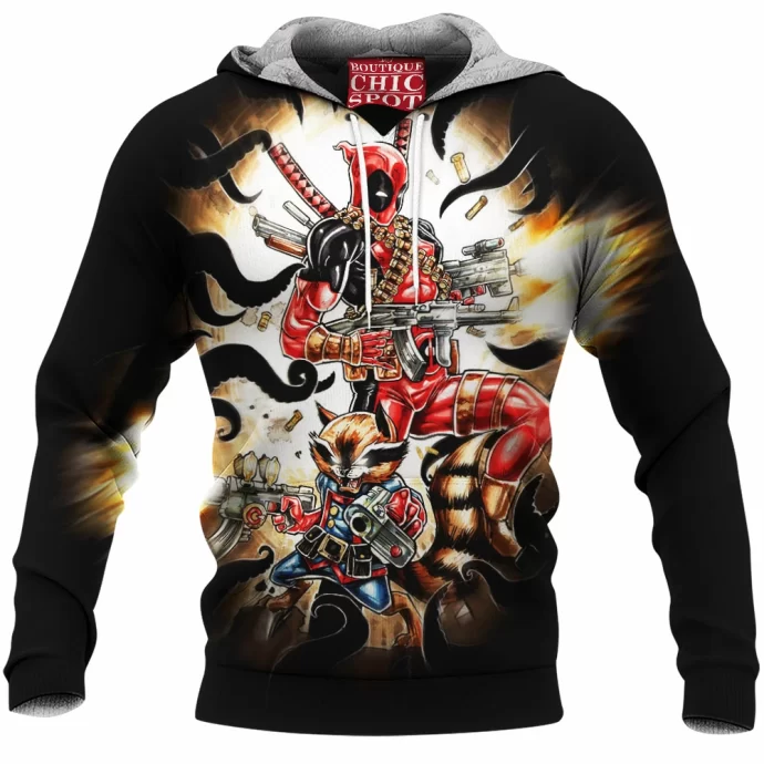 Deadpool And Rocket Raccoon 417916343 Fleece Hoodie