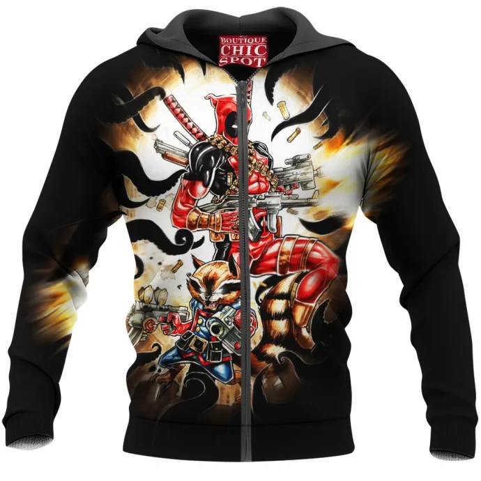 Deadpool And Rocket Raccoon 417916343 Zip Hoodie