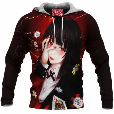 Anime Fleece-Hoodie, Kakegurui Fleece-Hoodie, Yumeko Jabami Fleece-Hoodie