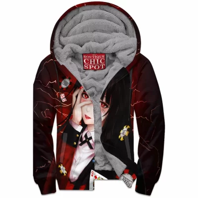 Anime Zip-Fleece-Hoodie, Kakegurui Zip-Fleece-Hoodie, Yumeko Jabami Zip-Fleece-Hoodie