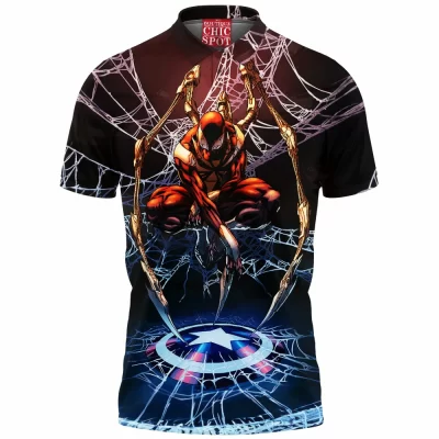 Comic Polo Shirt, Iron Spider Polo Shirt, Spider-man Polo Shirt
