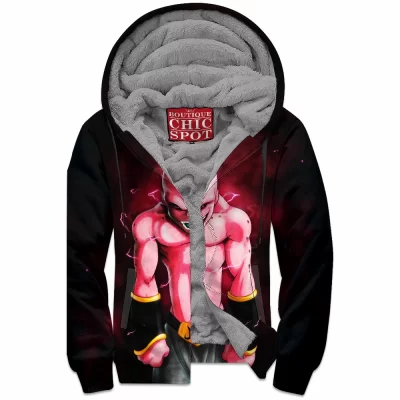 Anime Zip-Fleece-Hoodie, Dragon Ball Zip-Fleece-Hoodie, Majin Buu Zip-Fleece-Hoodie