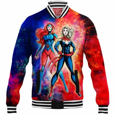 Comic Baseball-Jacket, Captain Marvel Baseball-Jacket, Jean Grey Baseball-Jacket
