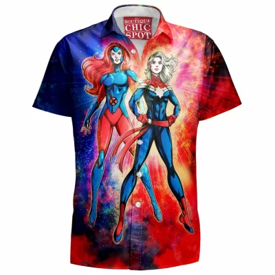 Comic Hawaiian-Shirt, Captain Marvel Hawaiian-Shirt, Jean Grey Hawaiian-Shirt