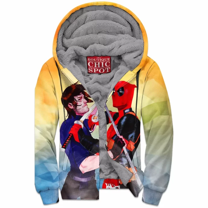 Gambit vs Deadpool Zip Fleece Hoodie