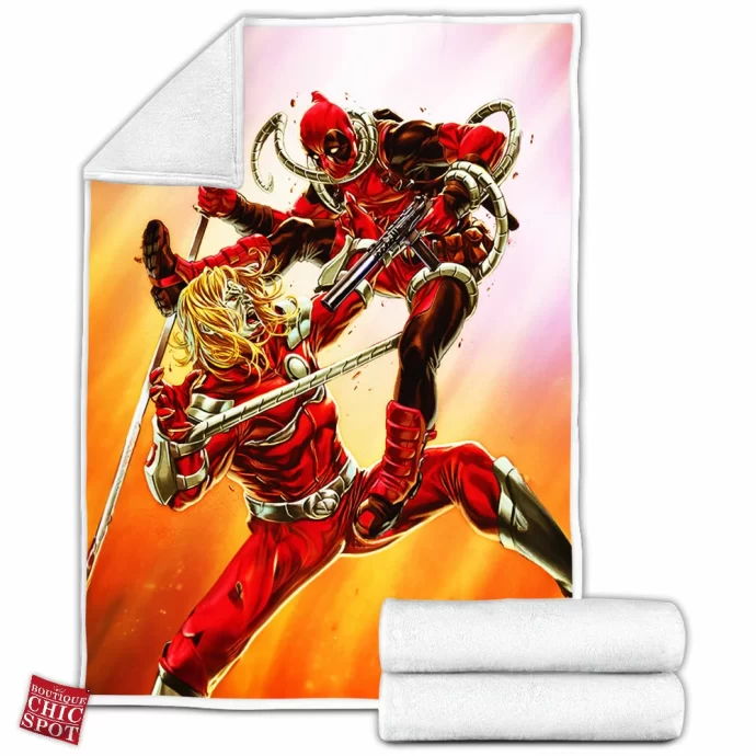 Omega Red vs Deadpool Fleece Blanket