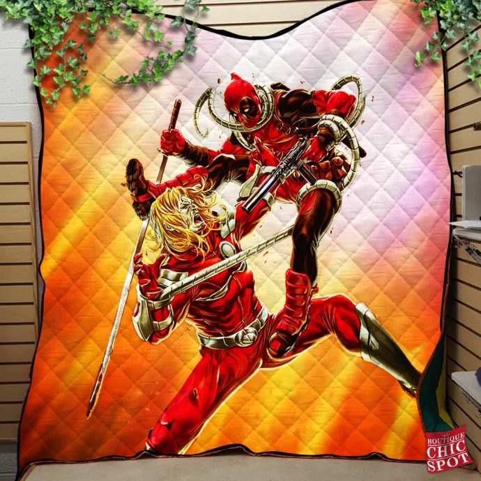 Omega Red vs Deadpool Quilt Blanket