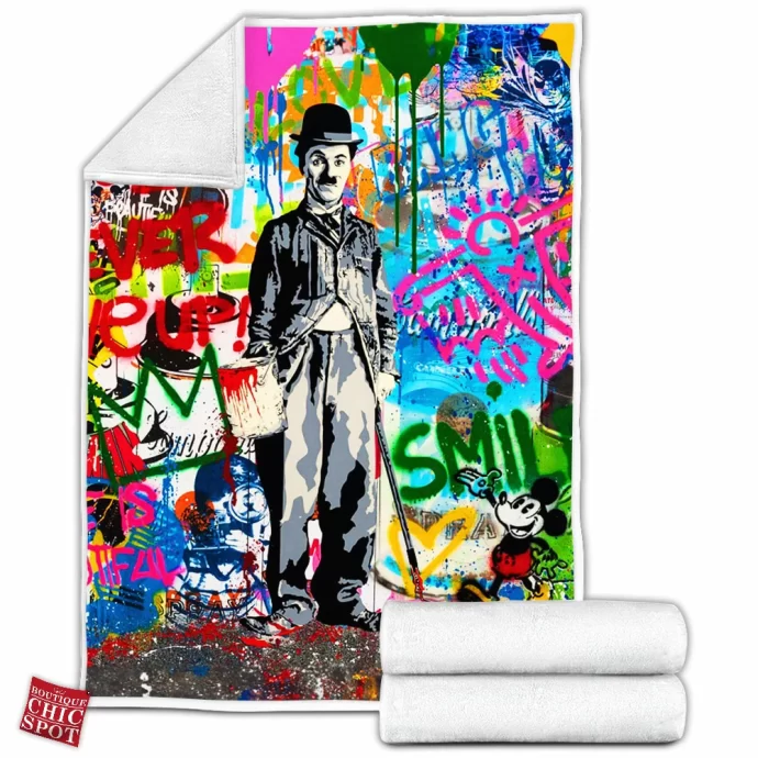 Charlie Chaplin Fleece Blanket