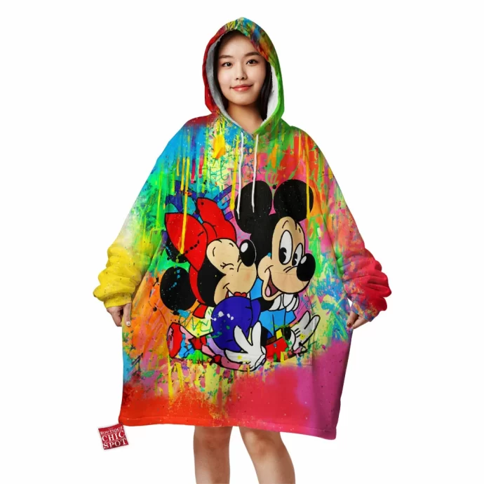 Mickey Mouse and Minnie Mouse Blanket Hoodie