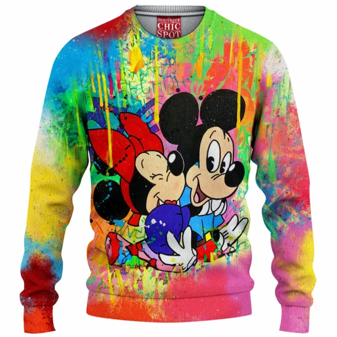 Mickey Mouse and Minnie Mouse Knitted Sweater