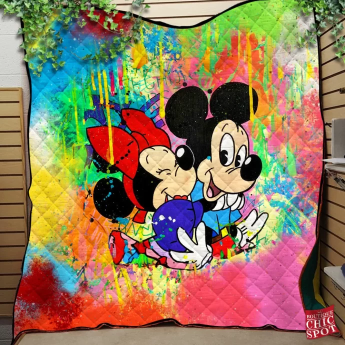 Mickey Mouse and Minnie Mouse Quilt Blanket