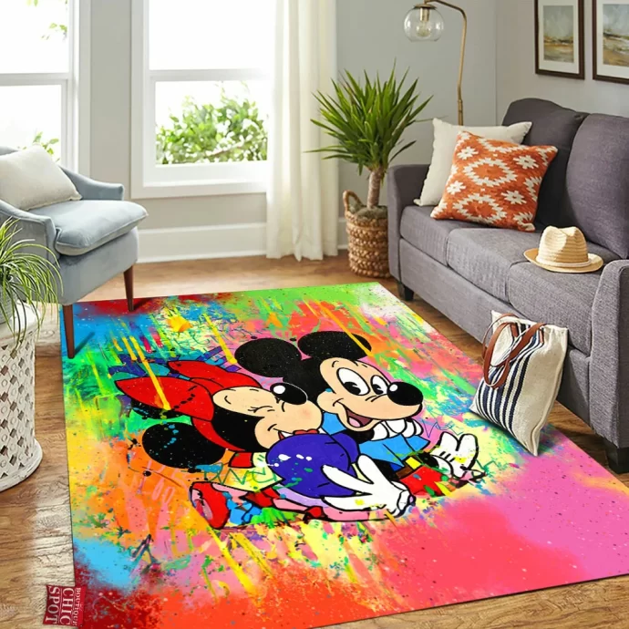 Mickey Mouse and Minnie Mouse Rectangle Rug